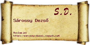 Sárossy Dezső névjegykártya