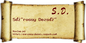 Sárossy Dezső névjegykártya